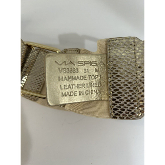 via spiga belt golden metal /leather/elastic size M snap closing - Picture 5 of 5